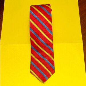 Lord & Taylor Red, Blue, and Yellow Striped Tie